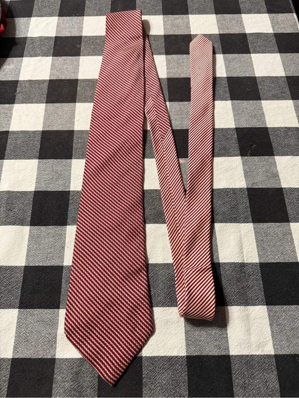 Tommy Hilfiger Red and White Micro-Stripe Tie